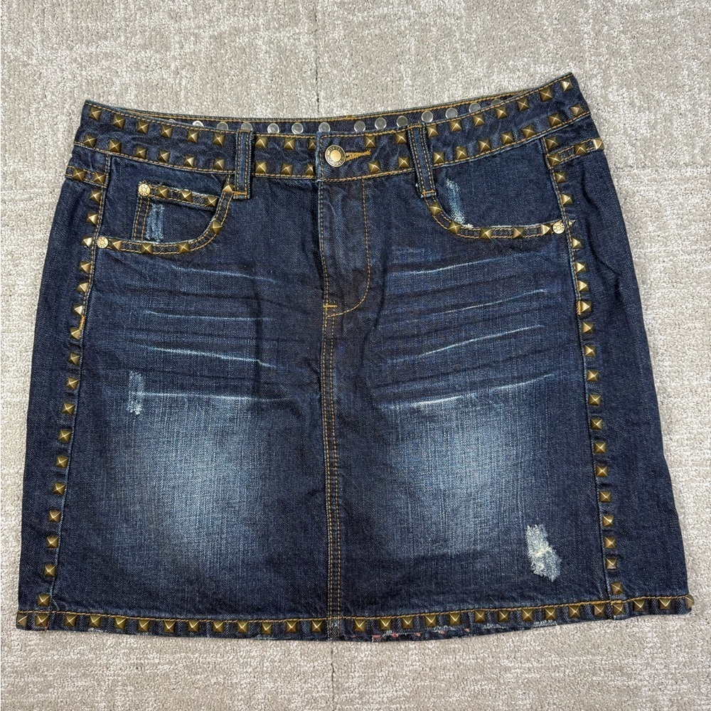 Stetson Studded Denim Western Y2K Mini Skirt Size 8